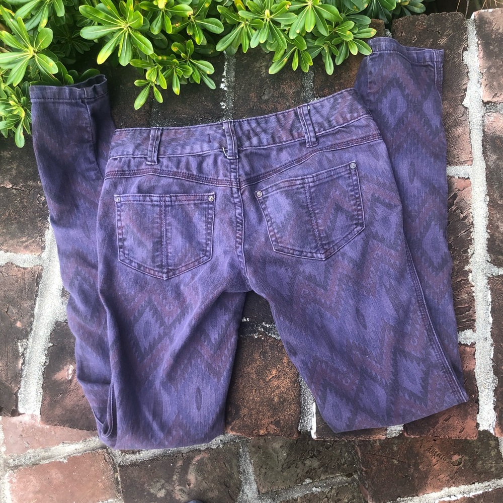 free people purple print skinny jeans sz 25 - Picture 3 of 6